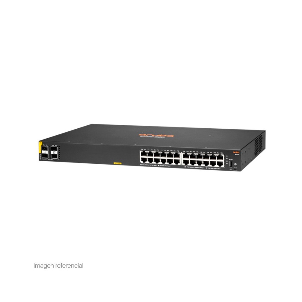 Switch HPE Aruba 6000 24G Class 4 PoE Power 370W / 4 x 1G/10G SFP / 24 x LAN GbE.